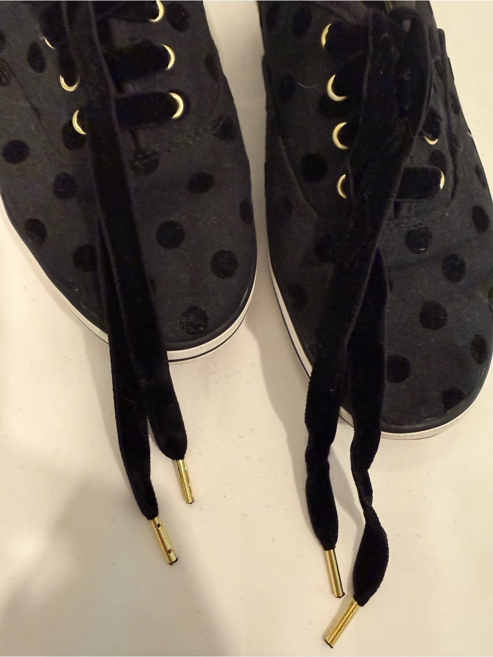 KEDS x KATE SPADE Champion Flocked Polka Dot Sneakers Black Size 6 - Picture 7 of 9